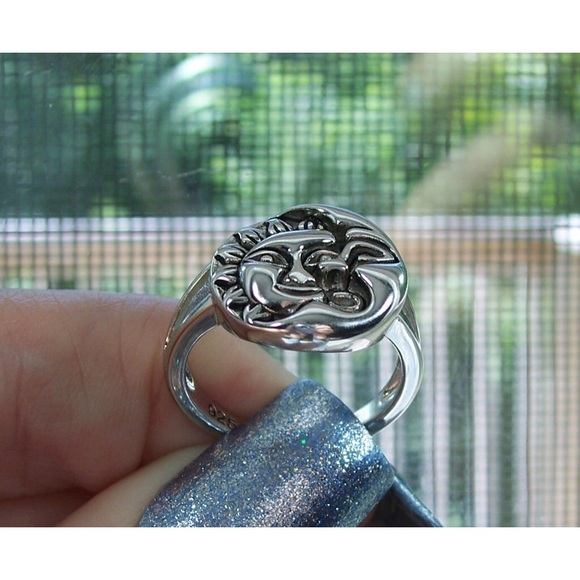 925 STERLING SILVER Sun & Moon High Polished Ring - Picture 8 of 16